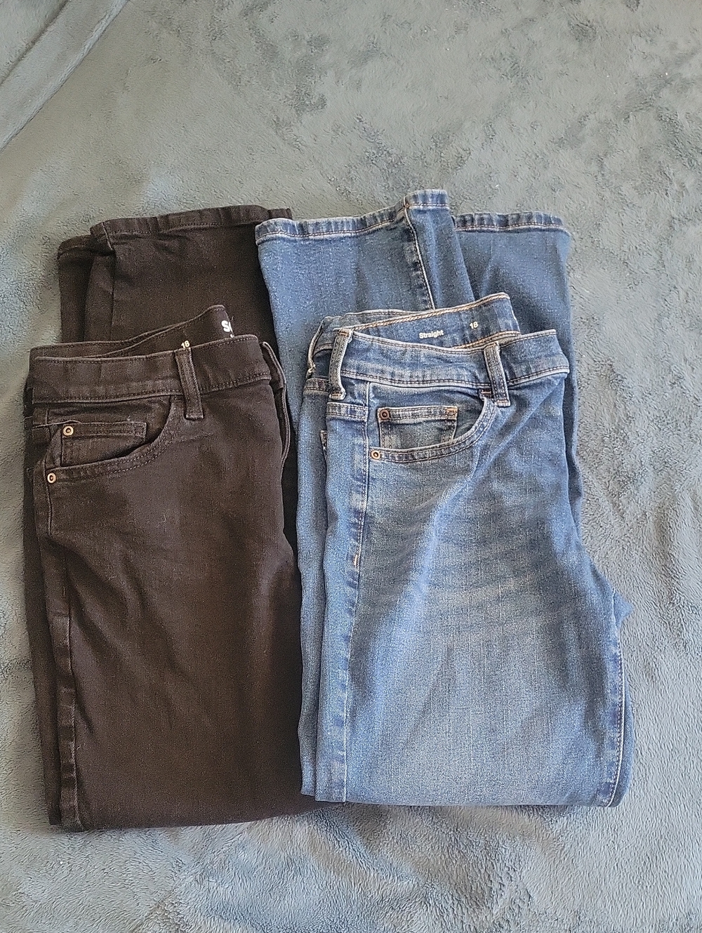 Sonoma Boys Straight Adjustable Flexwear Jeans Black And Blue Size 18 - 2 Pairs